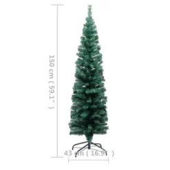 VidaXL Slim Artificial Pre-lit Christmas Tree With Stand Green 150cm PVC -Deals Vidaxl Store image 9 3077750