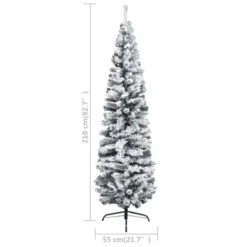 VidaXL Slim Pre-lit Christmas Tree With Flocked Snow Green 210 Cm PVC -Deals Vidaxl Store image 9 3077757