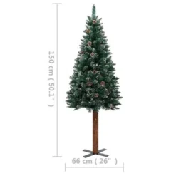 VidaXL Slim Pre-lit Christmas Tree With Real Wood&White Snow Green 150cm -Deals Vidaxl Store image 9 3077762