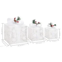 VidaXL Decorative Christmas Gift Boxes 3 Pcs White Outdoor Indoor -Deals Vidaxl Store image 9 329766