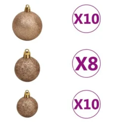 VidaXL 120 Piece Christmas Ball Set With Peak And 300 LEDs Rose Gold -Deals Vidaxl Store image 9 330098