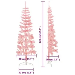 VidaXL Slim Artificial Half Christmas Tree With Stand Pink 120 Cm -Deals Vidaxl Store image 9 344569