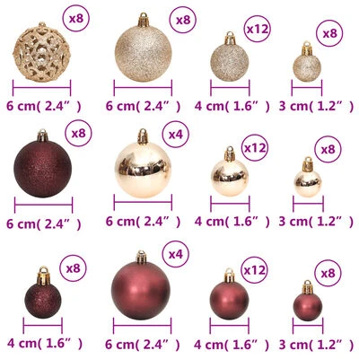 VidaXL Christmas Baubles 100 Pcs Champagne And Brown 3 / 4 / 6 Cm 11 VidaXL Christmas Baubles 100 Pcs Champagne And Brown 3 / 4 / 6 Cm - Image 9