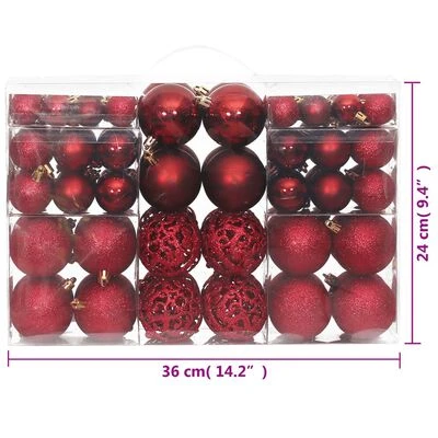 VidaXL Christmas Baubles 100 Pcs Wine Red 3 / 4 / 6 Cm 11 VidaXL Christmas Baubles 100 Pcs Wine Red 3 / 4 / 6 Cm - Image 9