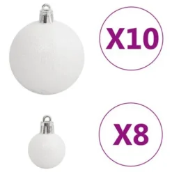 VidaXL 111 Piece Christmas Bauble Set White And Grey Polystyrene -Deals Vidaxl Store image 9 356113